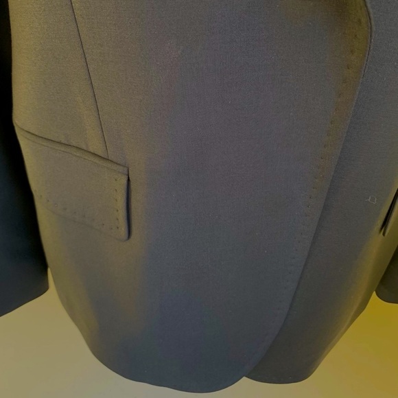 Elegant classic shiny black 87% fine wool blazer jacket double collar Eur44 US12 - Picture 8 of 15